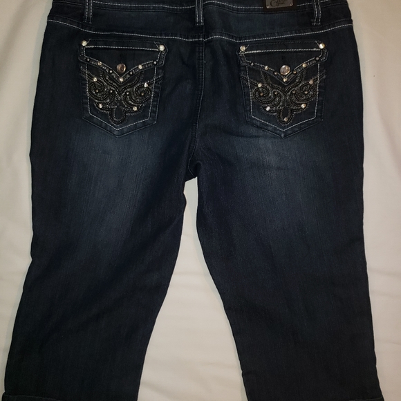 Earl Jean Womens Sz 15 Denim Cuffed Capri Jeans - Picture 2 of 12